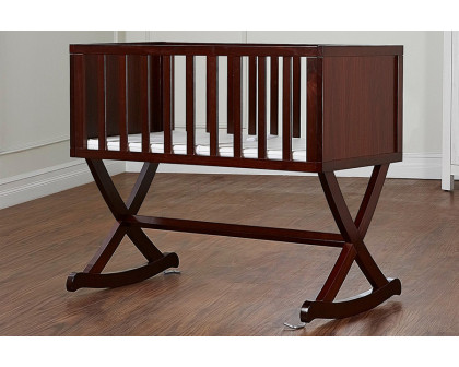 FaFurn Solid Wood Rocking Baby Glider Cradle with Crib Mattress - Cherry