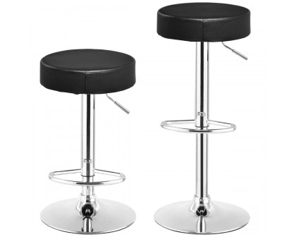 FaFurn Set of 2 Adjustable Swivel Barstools Set - Black, Round