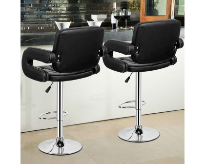 FaFurn - Set of 2 Adjustable Swivel Barstools Set in Black