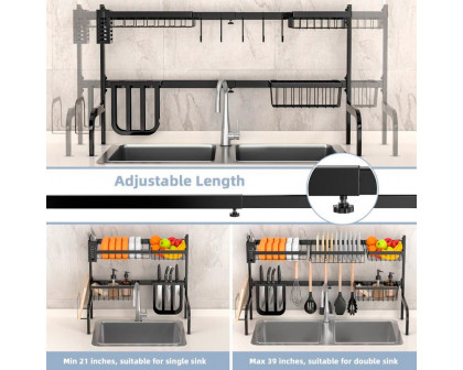 FaFurn - 2-Tier Adjustable Dish Drying Rack in Black, Steel