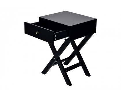 FaFurn Retro X-Shape 1 Drawer Nightstand Coffee Table - Black