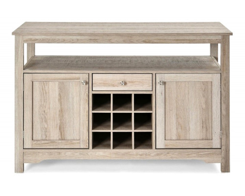 FaFurn - Gray Oak Buffet Server 9 Bottle Wine Cabinet Console