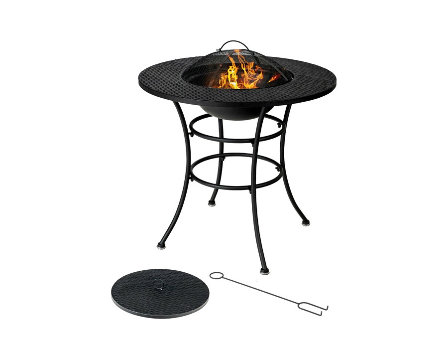 FaFurn - 4 in 1 Fire Pit, Grill Cooking Bbq Grate, Ice Bucket, Dining Table