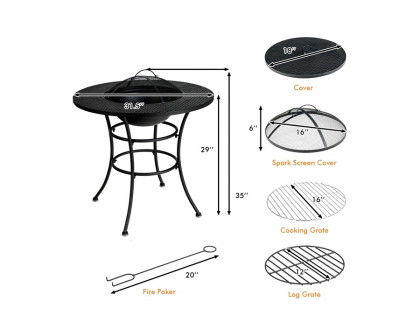 FaFurn - 4 in 1 Fire Pit, Grill Cooking Bbq Grate, Ice Bucket, Dining Table