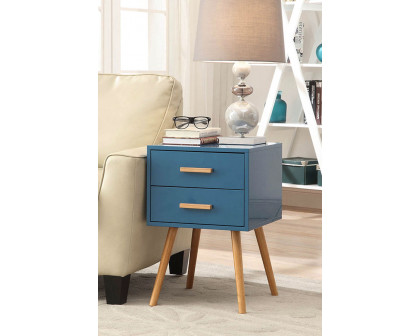 FaFurn Modern 2-Drawer End Table/Nightstand - Blue