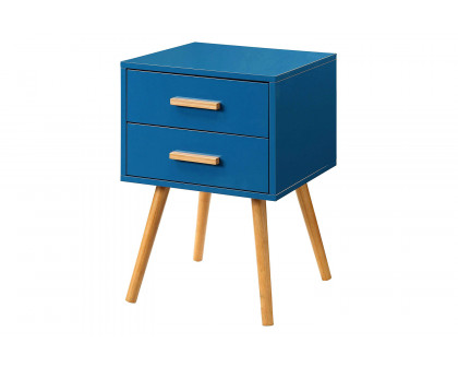 FaFurn Modern 2-Drawer End Table/Nightstand - Blue