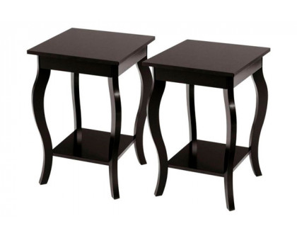 FaFurn™ Set of 2 Modern End Table with Bottom Shelf - Espresso, Wood