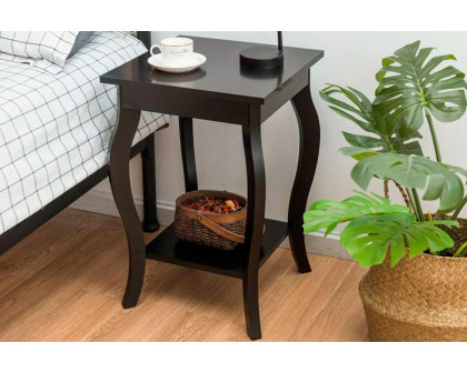 FaFurn™ Set of 2 Modern End Table with Bottom Shelf - Espresso, Wood