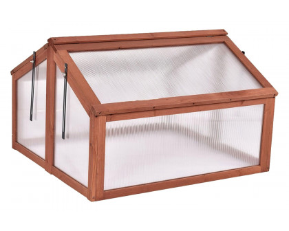 FaFurn Farmhouse Double Box Wooden Small Portable Garden Greenhouse