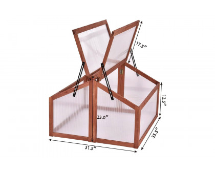 FaFurn Farmhouse Double Box Wooden Small Portable Garden Greenhouse