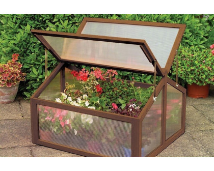 FaFurn Farmhouse Double Box Wooden Small Portable Garden Greenhouse