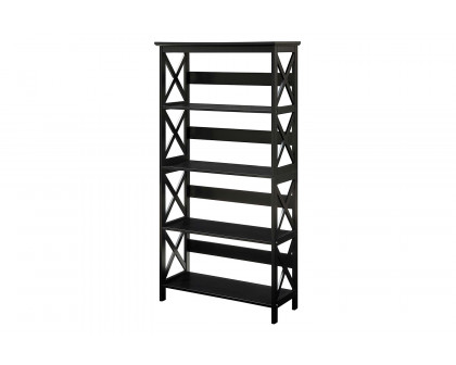 FaFurn Glossy 5-Shelf Bookcase - Black