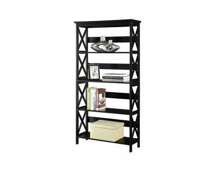 FaFurn Glossy 5-Shelf Bookcase - Black