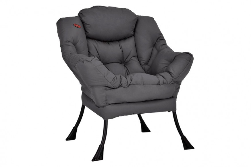 FaFurn™ Modern Cushioned Accent Chair with Side Pocket - Gray, Polyester Fabric/Steel