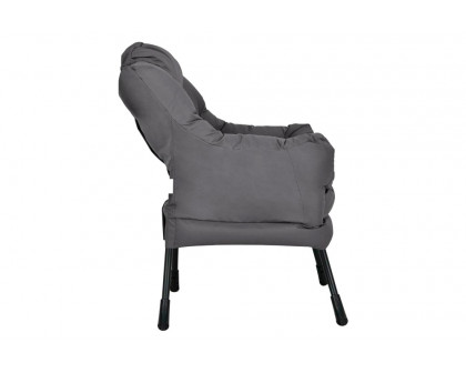 FaFurn™ Modern Cushioned Accent Chair with Side Pocket - Gray, Polyester Fabric/Steel