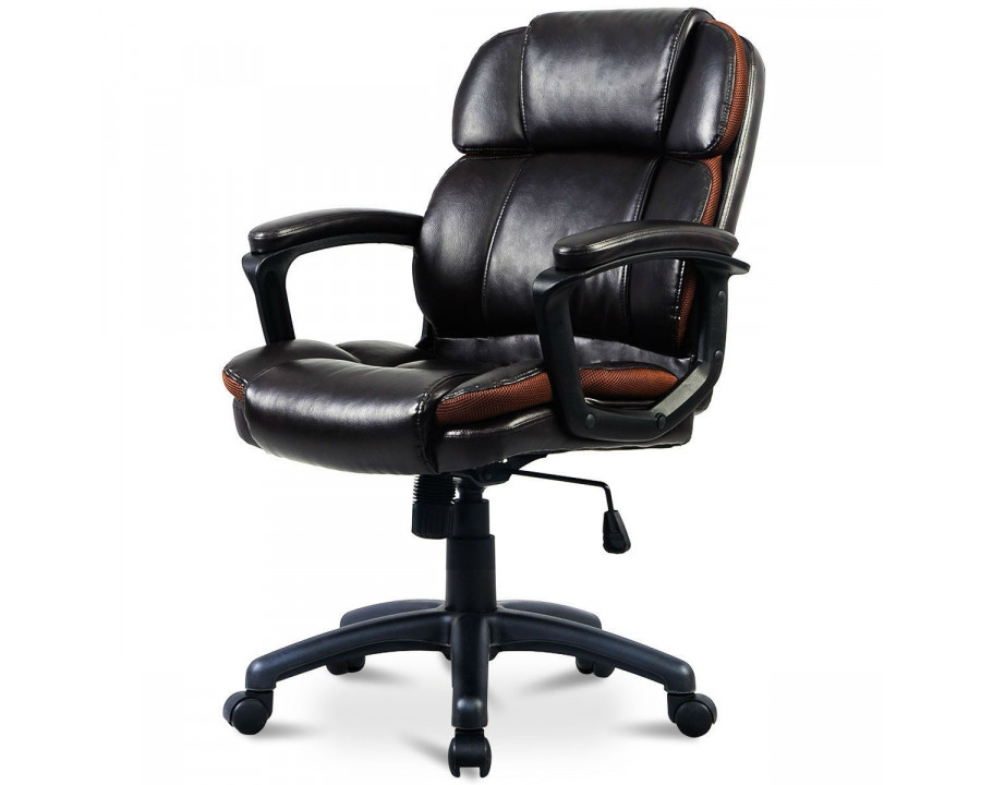 FaFurn - Ergonomic Office Chair on Casters in Brown, Faux Leather