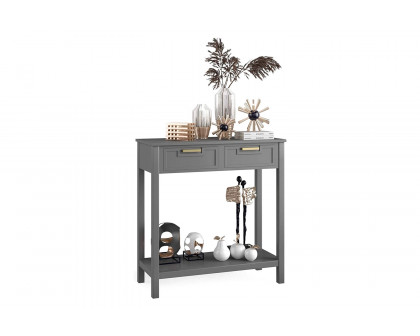 FaFurn Modern Entryway Accent 2 Drawer Sofa Side Table - Gray