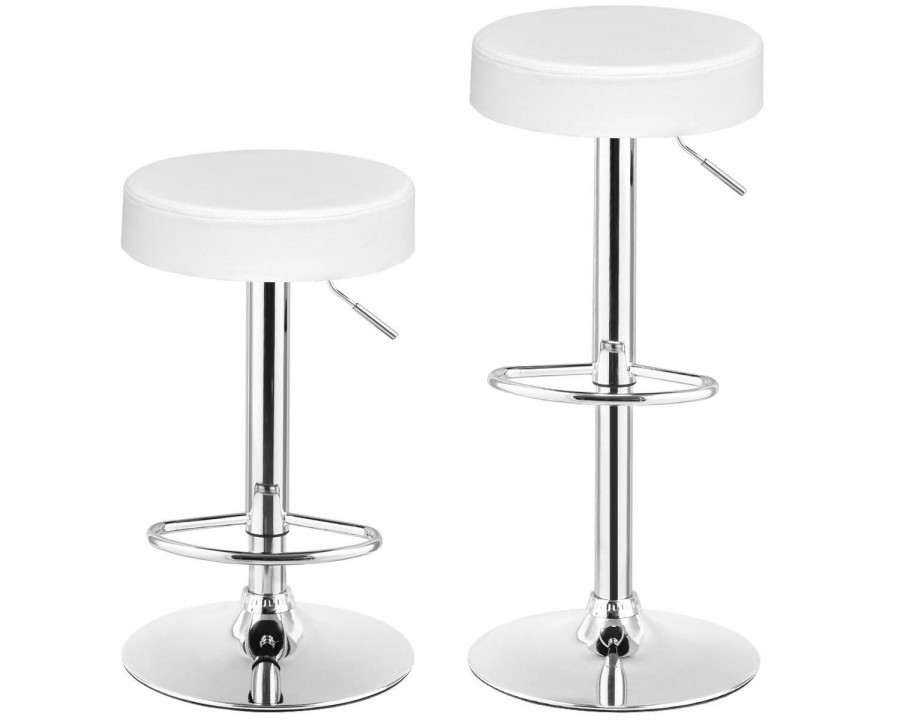 FaFurn Set of 2 Adjustable Swivel Barstools Set - White