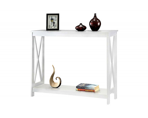 FaFurn Wood Console Sofa Table with Bottom Storage Shelf - White