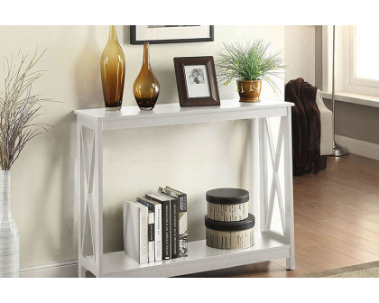 FaFurn Wood Console Sofa Table with Bottom Storage Shelf - White