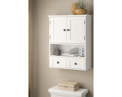 FaFurn - White Cottage Multi Drawer/Cabinet Wall Mounted Bathroom Storage