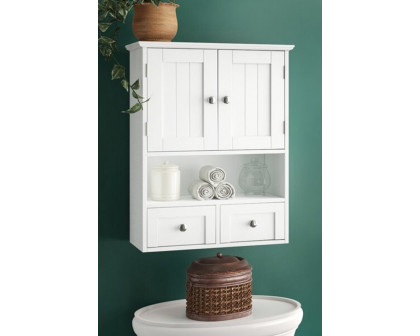 FaFurn - White Cottage Multi Drawer/Cabinet Wall Mounted Bathroom Storage