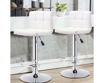 FaFurn Set of 2 Swivel Barstools Set - White