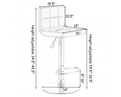 FaFurn Set of 2 Swivel Barstools Set - White