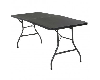 FaFurn - Folding Table with Weather Resistant Top in Black