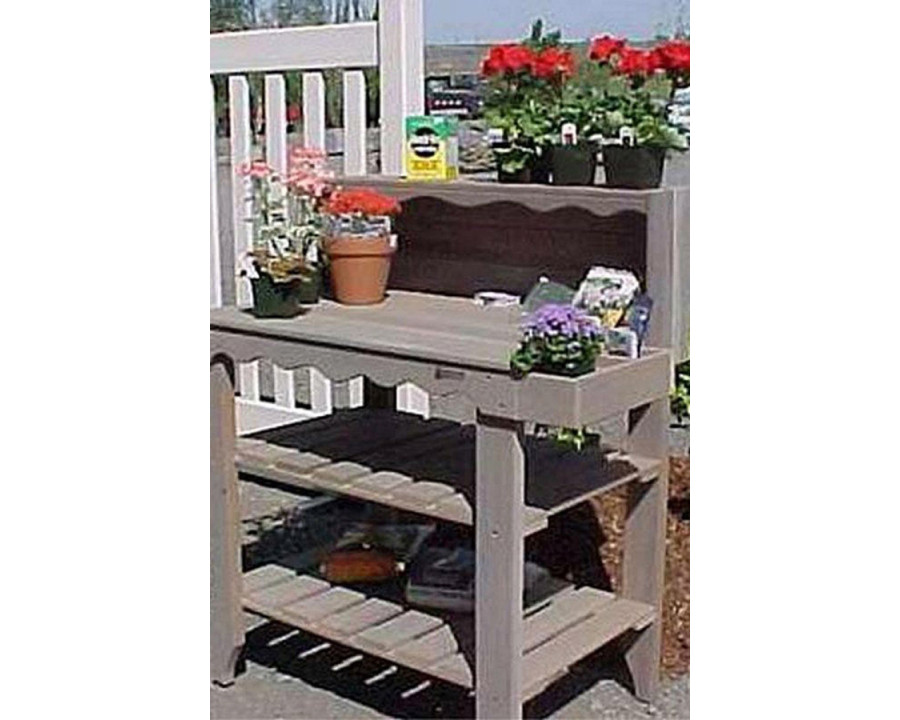 FaFurn - Outdoor Cedar Wood Potting Bench Bakers Rack Garden Storage Table in Gray