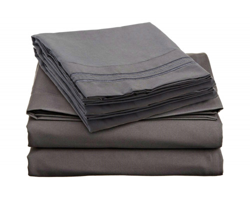 FaFurn - King Size Microfiber Sheet Set in Charcoal Stone Gray