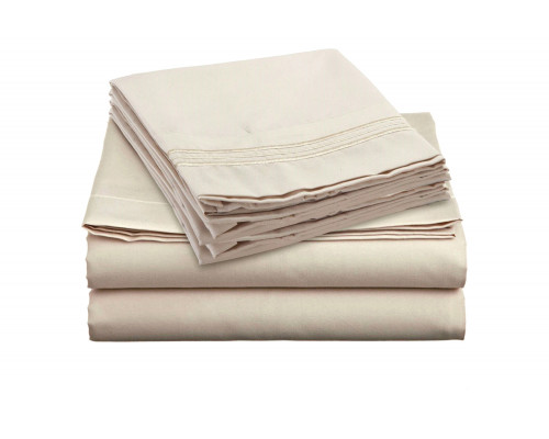 FaFurn 4-Piece Silky Soft Microfiber Sheet Set - Beige, King Size