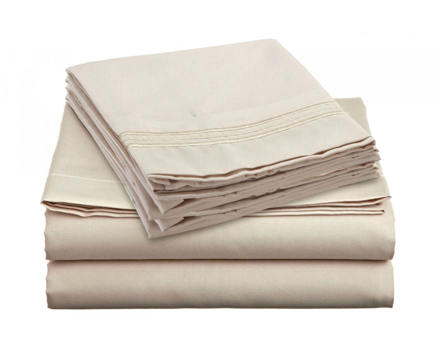 FaFurn 4-Piece Silky Soft Microfiber Sheet Set - Beige, King Size