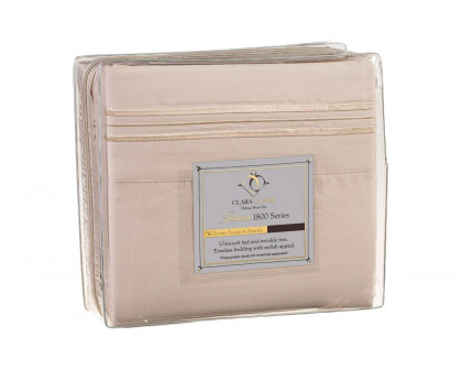 FaFurn 4-Piece Silky Soft Microfiber Sheet Set - Beige, King Size