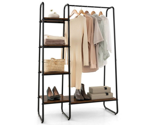 FaFurn - Garment Rack Clothes with Storage Shelves in Black, Metal