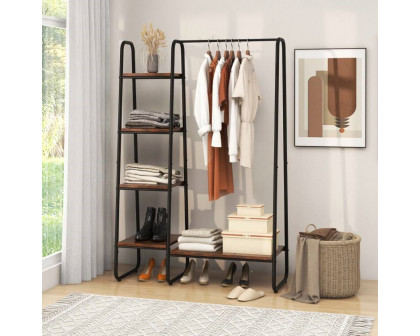 FaFurn - Garment Rack Clothes with Storage Shelves in Black, Metal