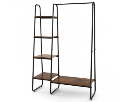 FaFurn - Garment Rack Clothes with Storage Shelves in Black, Metal