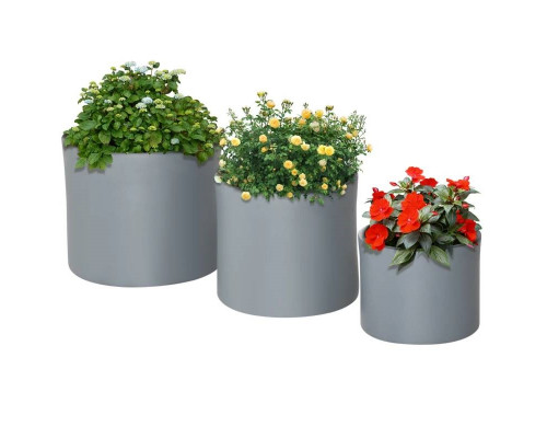 FaFurn - Set of 3 Stackable Flower Pot Planters with Drainage Holes in Gray