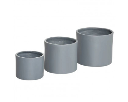 FaFurn - Set of 3 Stackable Flower Pot Planters with Drainage Holes in Gray