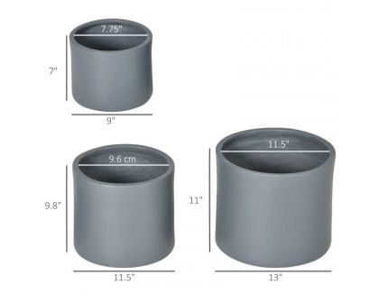 FaFurn - Set of 3 Stackable Flower Pot Planters with Drainage Holes in Gray