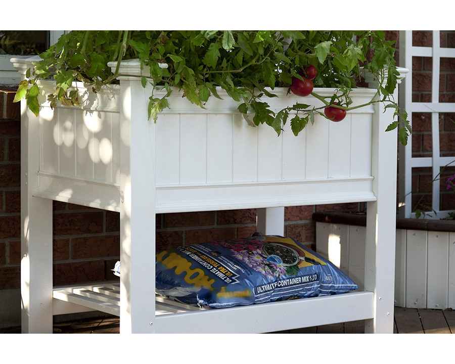 FaFurn Elevated Planter Raised Grow Bed in White Vinyl