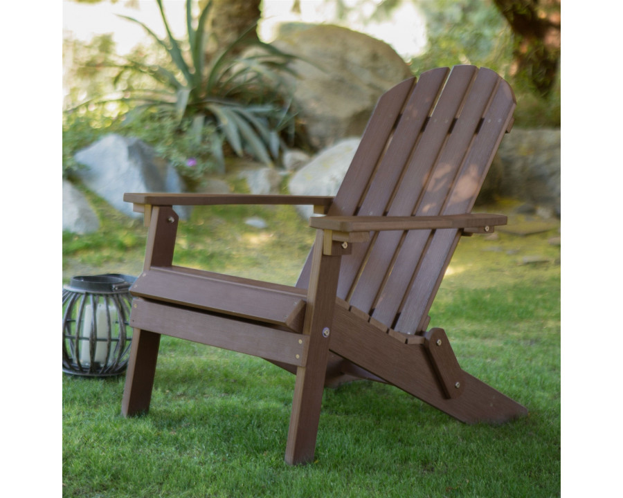 FaFurn - Weather Resistant Adirondack Chair in Chocolate Brown, Plastic Resin