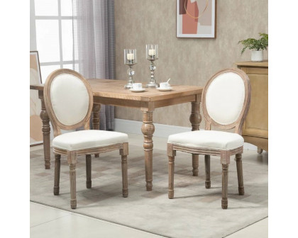 FaFurn Set of 2 Vintage Dining Chairs - Cream