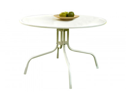 FaFurn - Round Patio Dining Table in White Outdoor Uv Resistant Metal