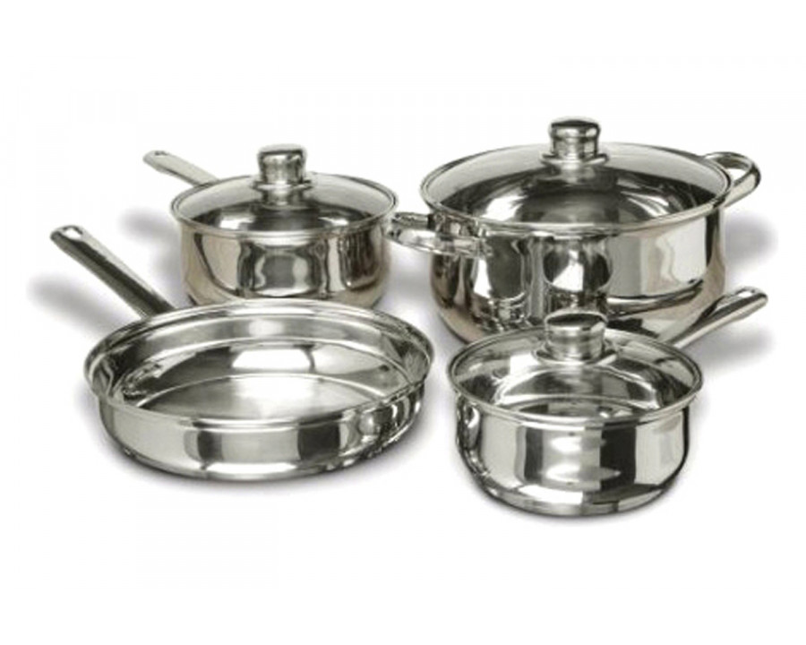 FaFurn - 7-Piece Stainless Steel Cookware Set with Tempered Glass Lids