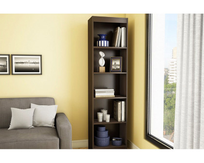 FaFurn - Chocolate Brown Wood Finish 71-Inch Tall 5-Shelf Bookcase