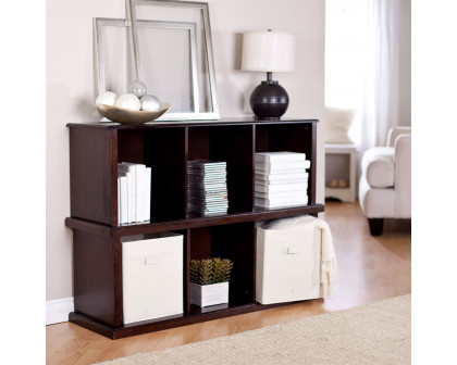 FaFurn - Modern 1-Shelf Bookcase with 3 Canvas Bins in Brown, Wood