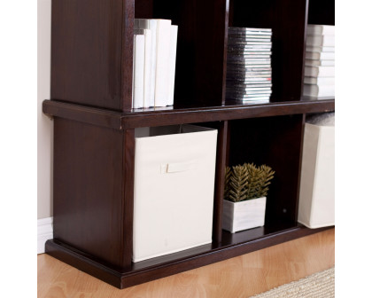 FaFurn - Modern 1-Shelf Bookcase with 3 Canvas Bins in Brown, Wood