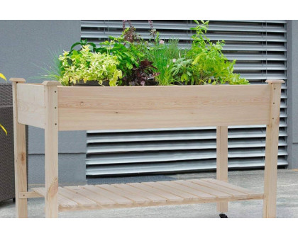 FaFurn - 2Ft X 4Ft Outdoor Solid Fir Wood Raised Garden Bed Planter Box On Locking Wheels