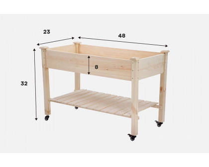 FaFurn - 2Ft X 4Ft Outdoor Solid Fir Wood Raised Garden Bed Planter Box On Locking Wheels